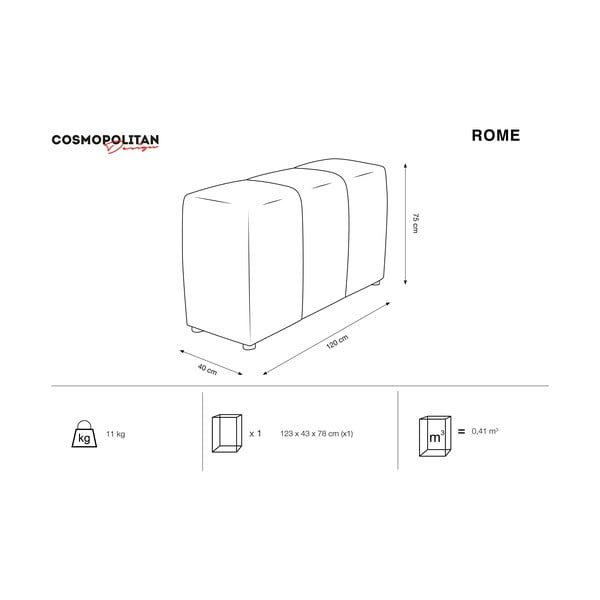 Roza žametno naslonjalo za modularni kavč  Rome Velvet - Cosmopolitan Design -image-3