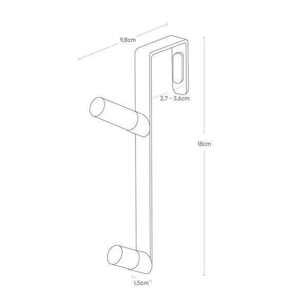 Bel kovinski obešalnik za vrata 1,5 cm Tower – YAMAZAKI-image-4