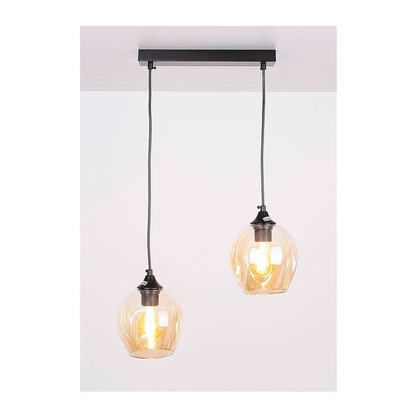 Črna viseča svetilka s steklenim senčnikom 14x48 cm Aspa - Candellux Lighting-image-1