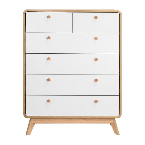 Bela visoka komoda v hrastovem dekorju 81x104 cm Caitlin – Støraa-image-3