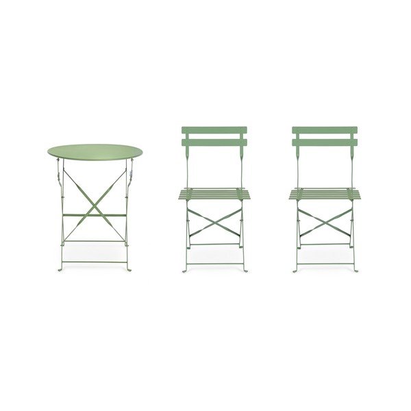 Žajbljevo zelena jeklena vrtna jedilna garnitura za 2 osebi Austin – Bizzotto-image-4