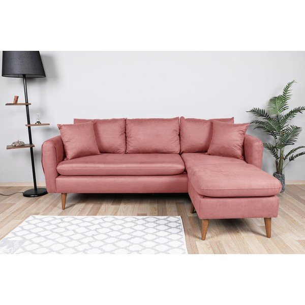 Svetlo rožnata sedežna garnitura 215 cm Sofia – Balcab Home-image-1