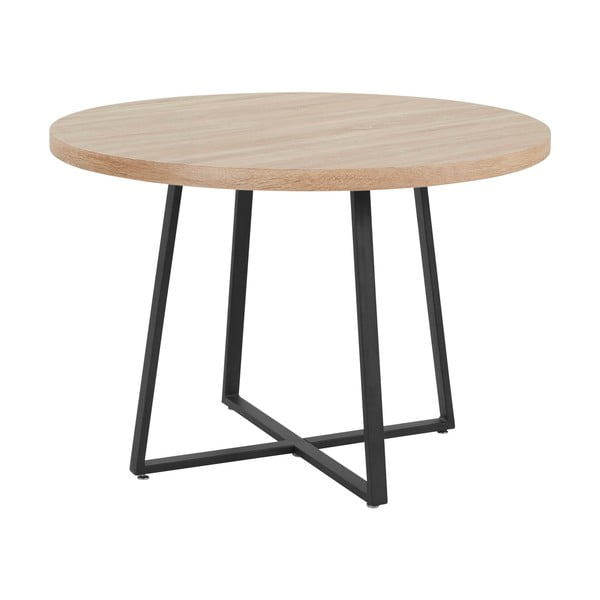 Okrogla jedilna miza z mizno ploščo v hrastovem dekorju v naravni barvi ø 110 cm Anja – Støraa