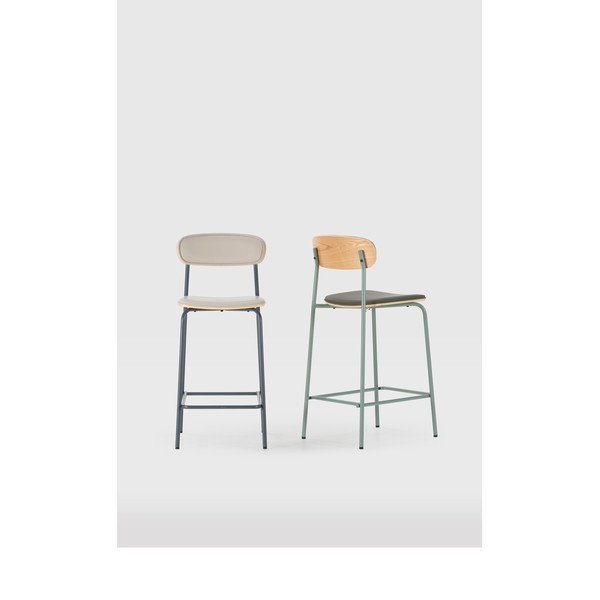 Bež oblazinjeni barski stoli v kompletu 2 ks (višina sedeža 65,5 cm) Saula – Marckeric-image-1