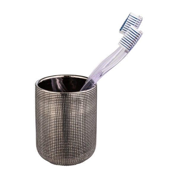 Keramičen lonček za zobne ščetke v srebrni barvi Rivara – Wenko-image-2