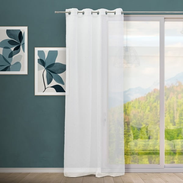 Bela prosojna zavesa 140x260 cm Flat – Casa Selección-image-1