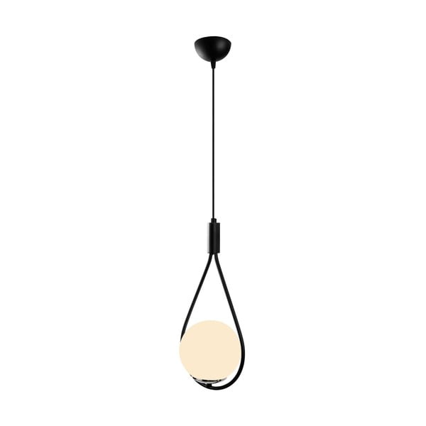 Črna/bela viseča svetilka s steklenim senčilom Mudoni – Opviq lights-image-2