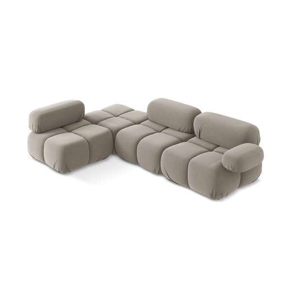 Bež žametna kotna sedežna garnitura (levi kot) Lokua – Makamii-image-1