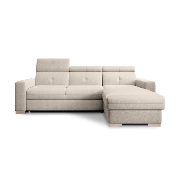 Bež raztegljiva/s prostorom za shranjevanje kotna sedežna garnitura (desni kot/z ležalnikom) Fresia – ELTAP