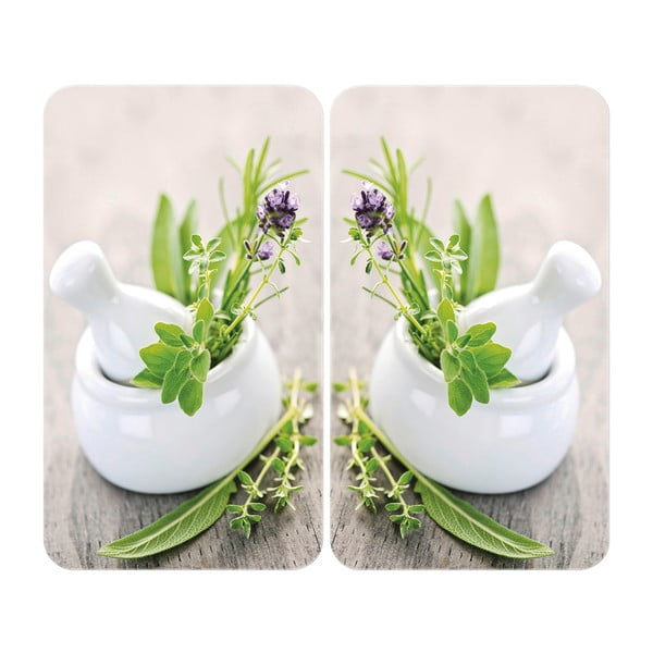 Komplet 2 steklenih zaščitnih plošč za štedilnik Wenko Herbal, 52 x 30 cm