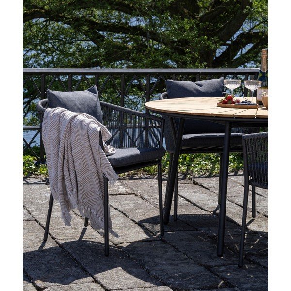 Temno siv kovinski in oblazinjen vrtni stol Salerno – House Nordic-image-1