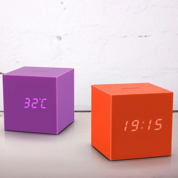 Vijolična LED budilka Gingko Gravity Cube-image-1