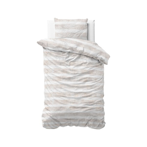 Belo-bež posteljnina za enojno posteljo Sleeptime Mari, 140 x 220 cm
