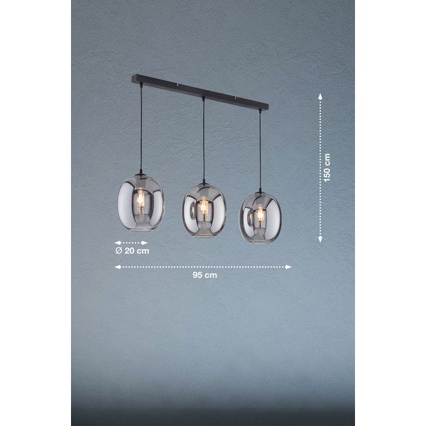 Črna viseča svetilka s steklenim senčilom Nayla – Fischer & Honsel-image-2