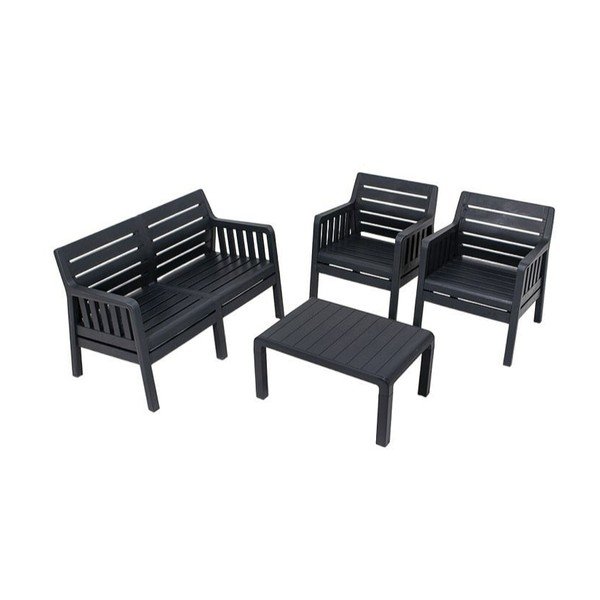 Antracitno siva vrtna garnitura za 4 osebe Lara – Floriane Garden