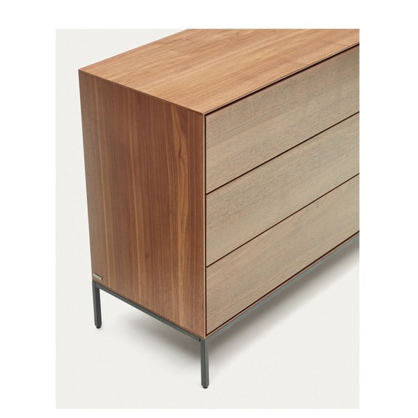 Nizka komoda v orehovem dekorju 110x75 cm Vedrana – Kave Home-image-4
