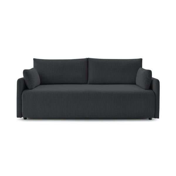 Temno siva raztegljiva sedežna garnitura iz rebrastega žameta 211 cm Marcel – Bobochic Paris