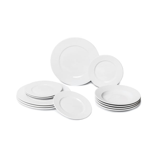 12-delni komplet belih porcelanastih krožnikov Bonami Essentials Imperio
