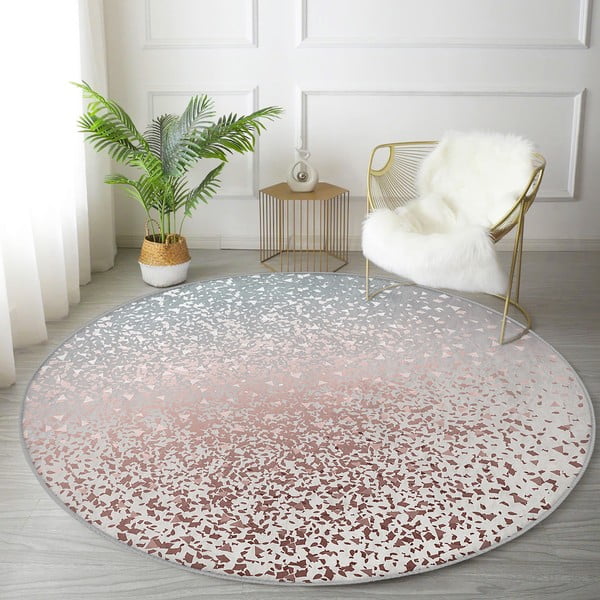 Pralna okrogla preproga v sivi in bakreni barvi primerna za robotski sesalnik ø 100 cm Comfort – Mila Home-image-1