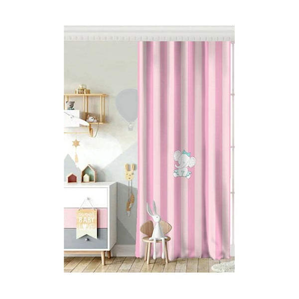 Rožnata zavesa iz bombažne mešanice Minimalist Home World, 140 x 260 cm