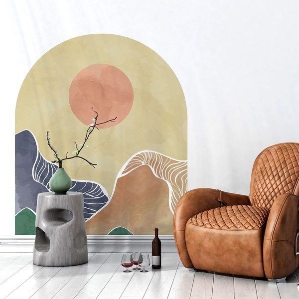 Stenska nalepka 120x140 cm Abstract Rising Sun Arch - Ambiance