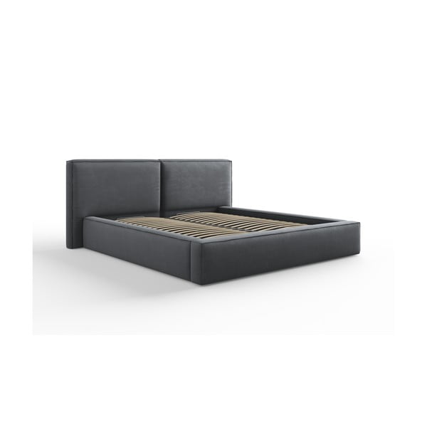 Temno siva oblazinjena zakonska postelja s prostorom za shranjevanje in letvenim dnom 180x200 cm Arendal – Cosmopolitan Design