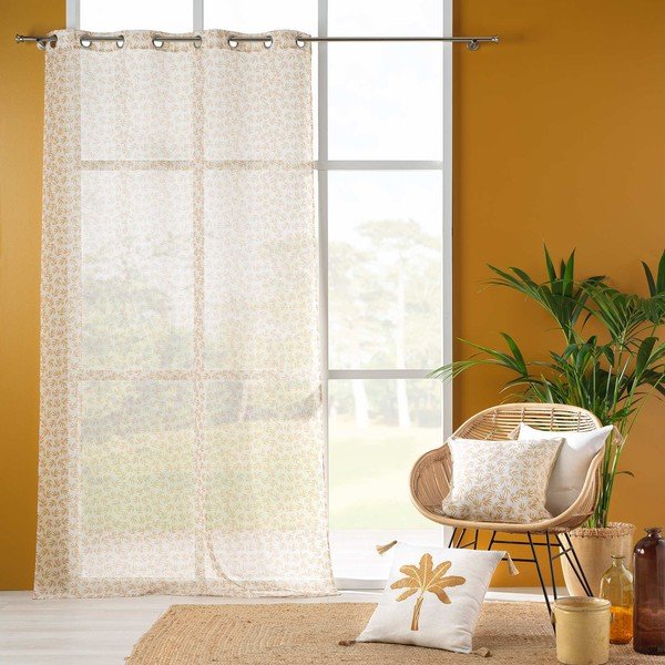 Rumeno-bela prosojna zavesa iz tančice 140x240 cm Maddy – douceur d'intérieur-image-2