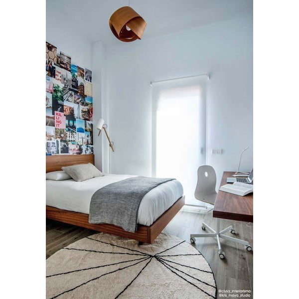 Kremno bela pralna ročno tkana bombažna okrogla preproga ø 160 cm Trace Beige – Lorena Canals-image-4