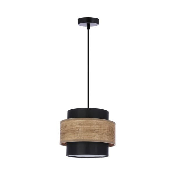 Črna/naravna viseča svetilka s tekstilnim senčnikom ø 20 cm Twin – Candellux Lighting
