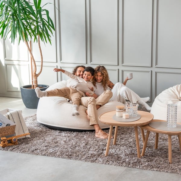 Kremno bela vreča za sedenje iz tkanine bouclé Om 135 – SLOWDOWN-image-1