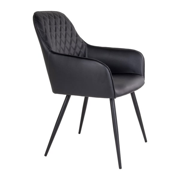 Črni oblazinjeni jedilni stoli v kompletu z nasloni za roke 2 ks Harbo – House Nordic-image-3