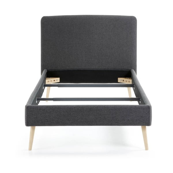 Temno siva oblazinjena postelja Kave Home Lydia, 90 x 190 cm-image-2