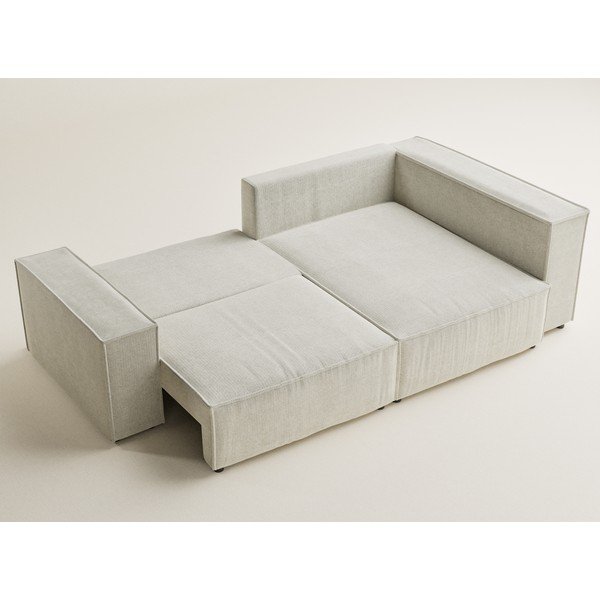 Kremno bela raztegljiva/s prostorom za shranjevanje kotna sedežna garnitura iz šenilje (desni kot/v obliki črke L) Tonga – Maison de Rêve-image-3