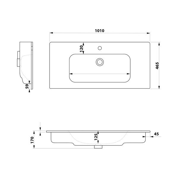 Bel keramičen umivalnik 101x46,5 cm Piedra – Sapho-image-3