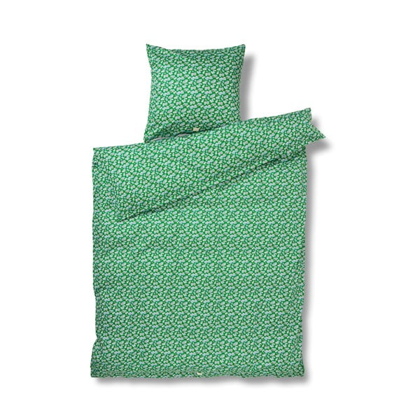 Zelena podaljšana posteljnina iz bombažnega satena 140x220 cm Pleasantly – JUNA