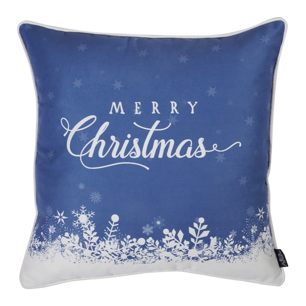 Modra prevleka za blazino z božičnim motivom Mike & Co. NEW YORK Honey Merry Christmas, 45 x 45 cm
