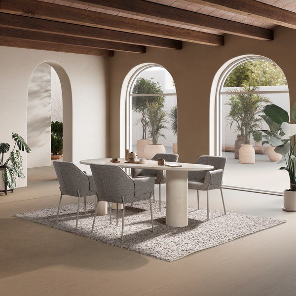 Jedilna miza v kamnitem dekorju 100x201 cm Daila – MOME-image-2