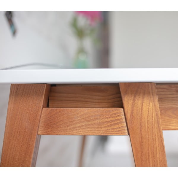 Siva pisalna miza s podnožjem iz jesenovega lesa Ragaba Luka, dolžina 110 cm-image-2