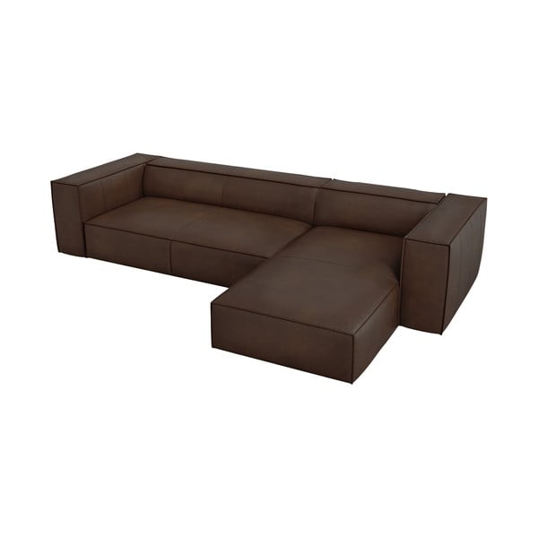 Temno rjava usnjena kotna zofa (desni kot) Madame - Windsor & Co Sofas-image-3
