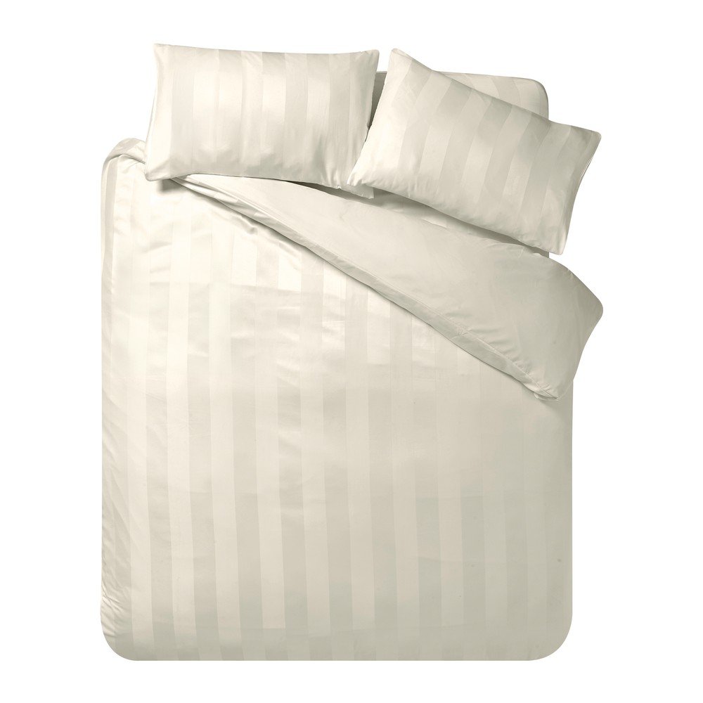 Kremno bela enojna satenasta posteljnina So Soft Satin Stripe