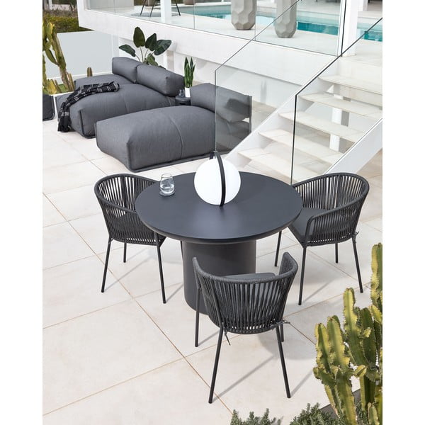 Črn kovinski oblazinjen vrtni stol Yanet – Kave Home-image-4