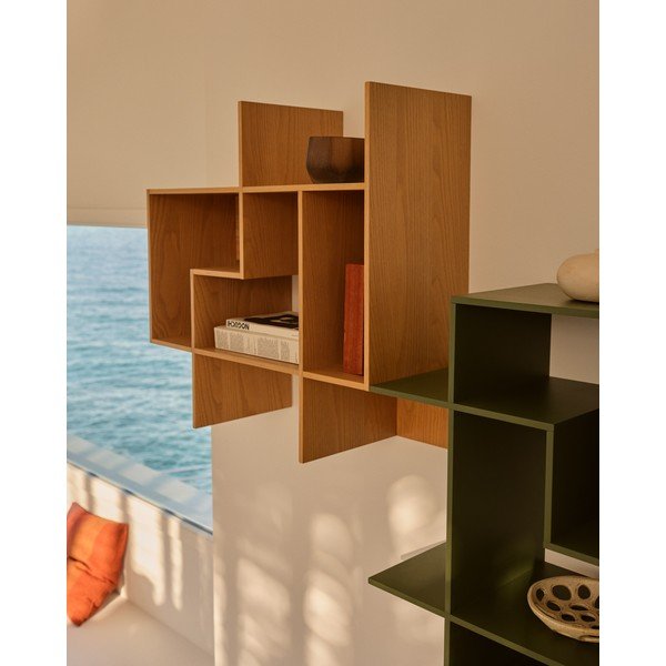 Sistem modularnih polic v hrastovem dekorju v naravni barvi 80x80x25 cm Ina – Kave Home-image-1