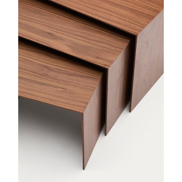 Stranske mizice v orehovem dekorju v kompletu 3 ks 40x60 cm Litto – Kave Home-image-1