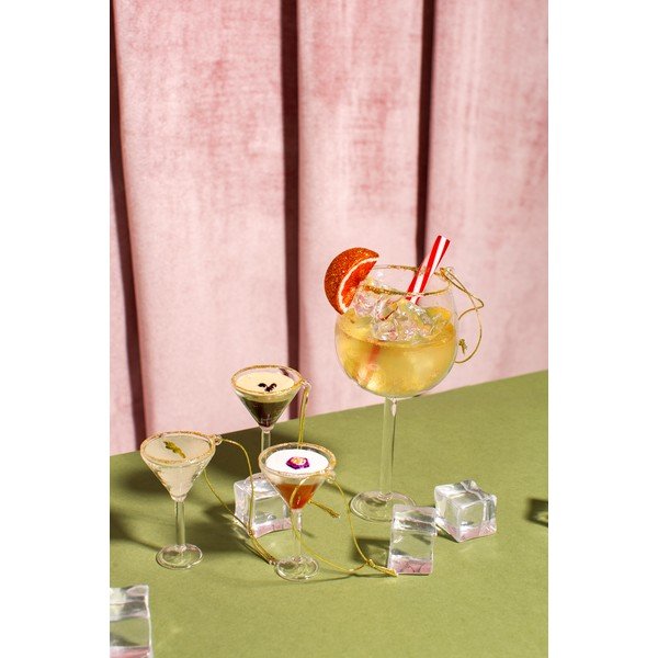 Stekleni okraski za jelko v kompletu 3 ks 15,5 cm Martini Cocktail – Sass & Belle-image-1