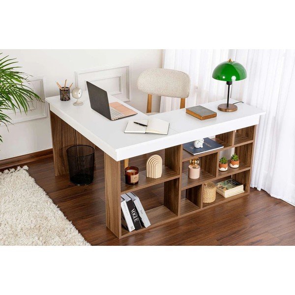 Pisalna miza v orehovem dekorju 120x130 cm Vesper – Kalune Design-image-1