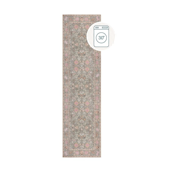 Svetlo zelen pralen tekač 60x230 cm Una Floral – Flair Rugs