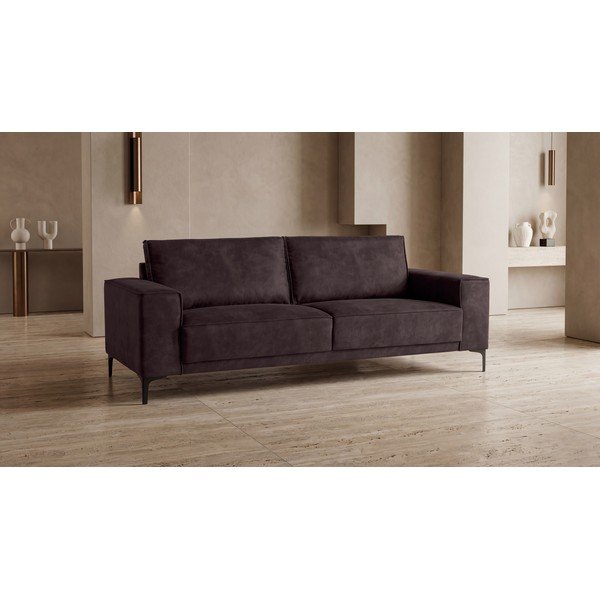 Rjava sedežna garnitura iz imitacije usnja 224 cm Copenhagen – Scandic-image-4