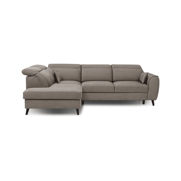 Bež žametna raztegljiva/s prostorom za shranjevanje kotna sedežna garnitura (levi kot/v obliki črke L) Noble – ELTAP