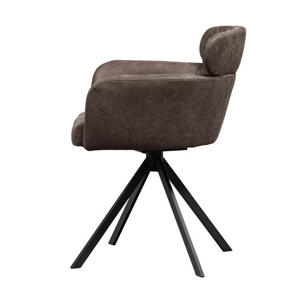 Temno rjav oblazinjen jedilni stol z nasloni za roke Fenne – WOOOD-image-3