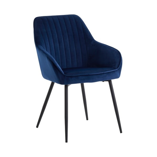 Temno modri oblazinjeni jedilni stoli v kompletu z nasloni za roke 2 ks Nolan Stripe – Unique Furniture